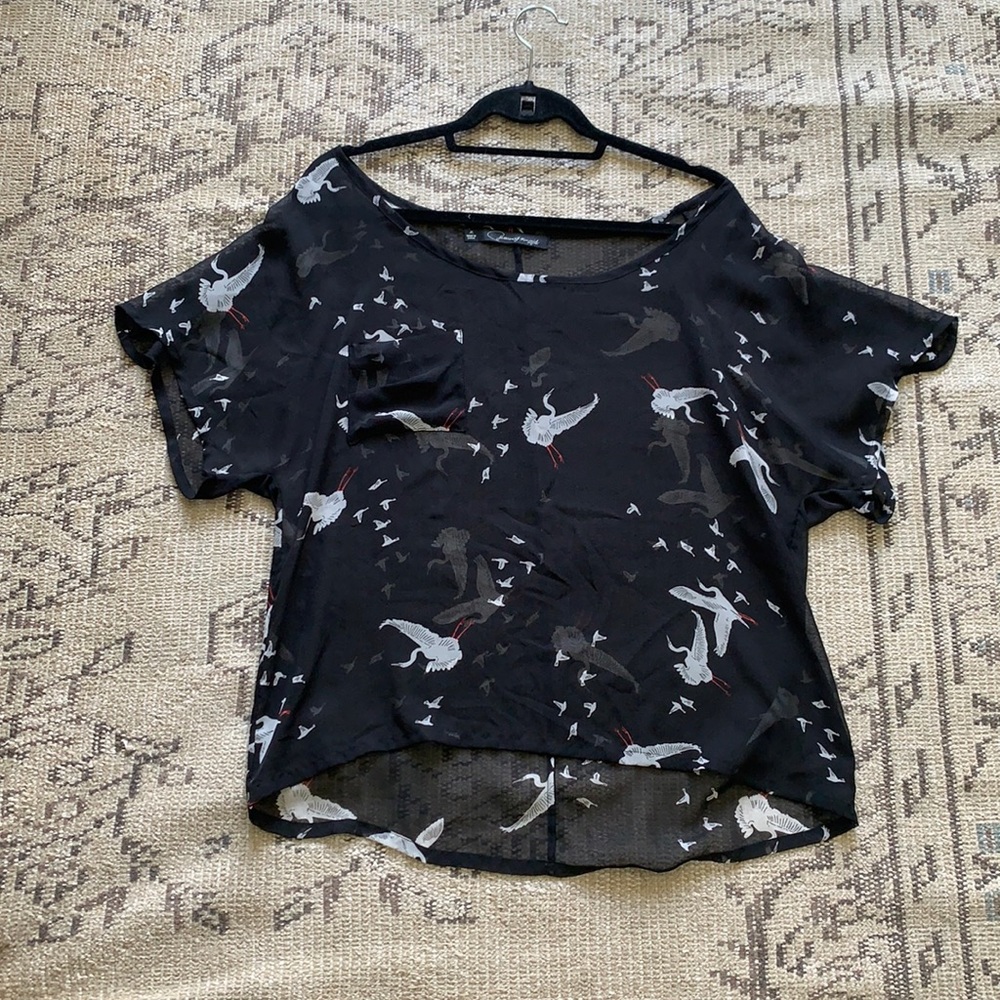 Patterson J Kincaid oversized crane sheer black T